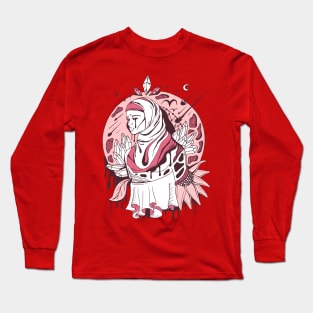 Pink and White Goddess of The Hijab Long Sleeve T-Shirt